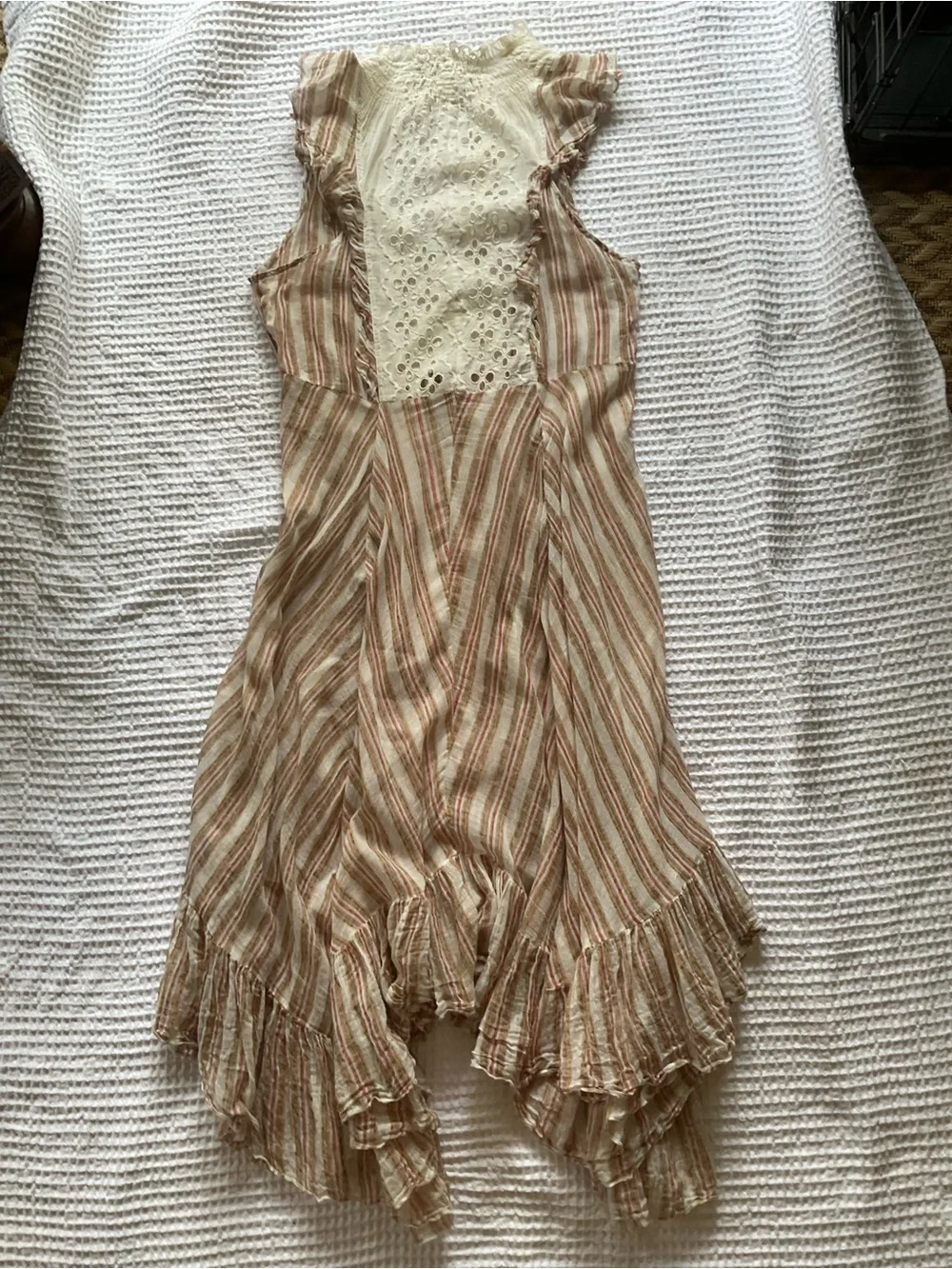 Free People Boho  Striped Ruffle maxi Dress with Matching Shorts  M